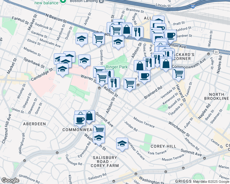 map of restaurants, bars, coffee shops, grocery stores, and more near in 