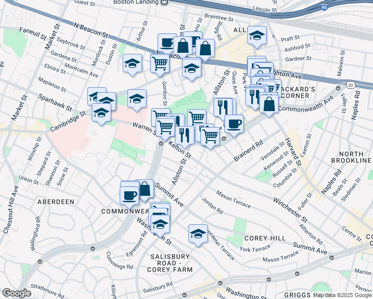 map of restaurants, bars, coffee shops, grocery stores, and more near in 