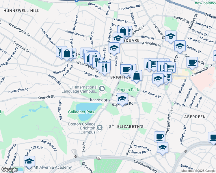 map of restaurants, bars, coffee shops, grocery stores, and more near 26-28 Greymere Road in Boston