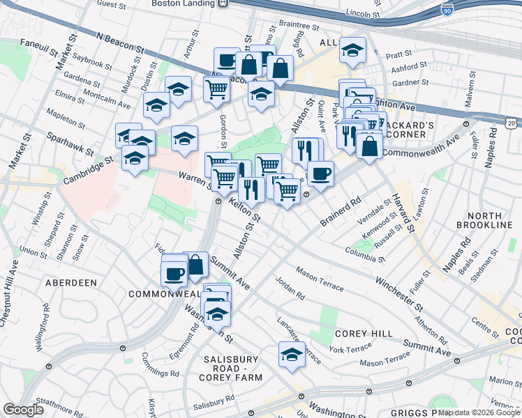 map of restaurants, bars, coffee shops, grocery stores, and more near in 