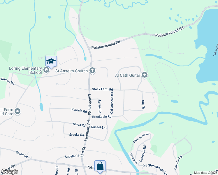 map of restaurants, bars, coffee shops, grocery stores, and more near 116 Stock Farm Road in Sudbury