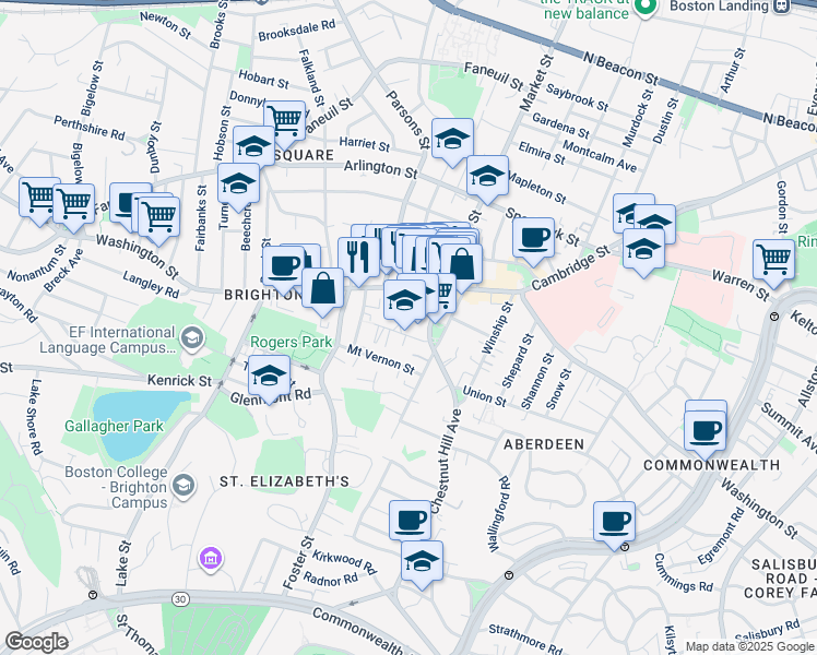 map of restaurants, bars, coffee shops, grocery stores, and more near 37 Dighton Street in Boston