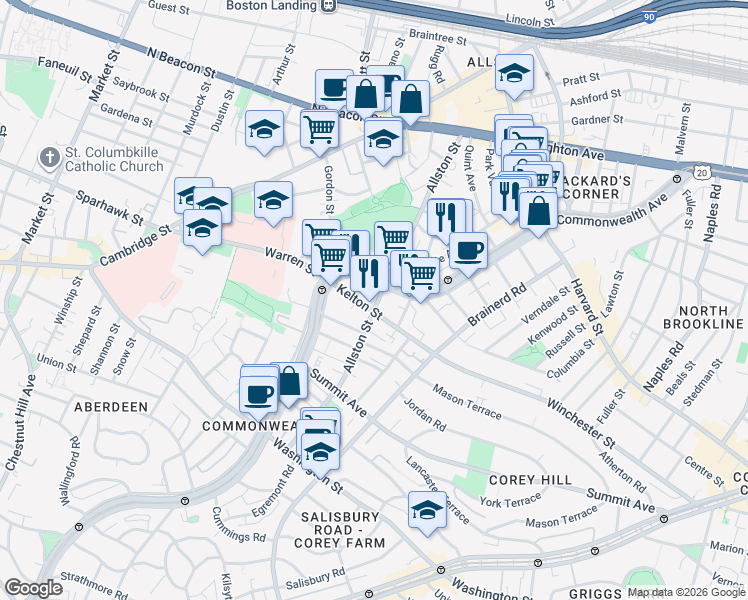 map of restaurants, bars, coffee shops, grocery stores, and more near in 