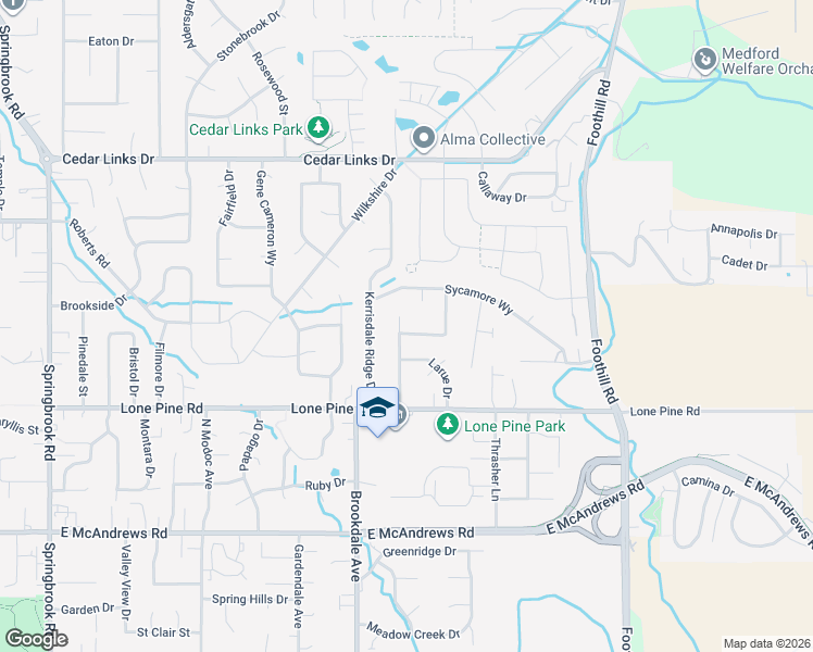 map of restaurants, bars, coffee shops, grocery stores, and more near 1867 Willow Glen Way in Medford
