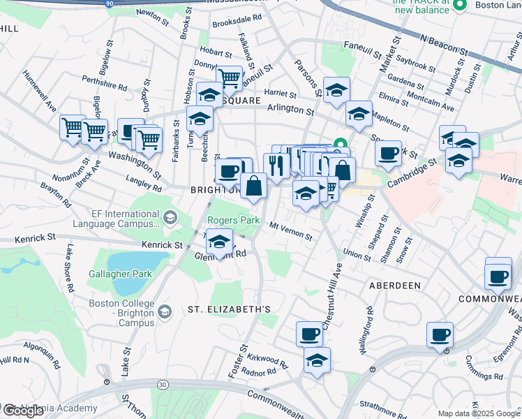map of restaurants, bars, coffee shops, grocery stores, and more near 31R Eastburn Street in Boston