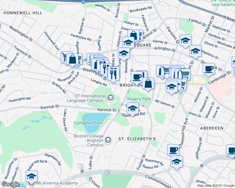 map of restaurants, bars, coffee shops, grocery stores, and more near 26-28 Greymere Road in Boston