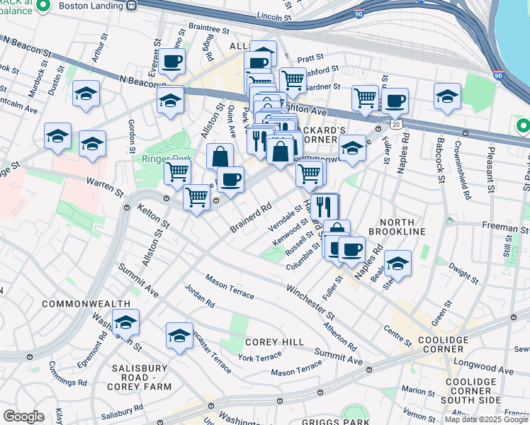 map of restaurants, bars, coffee shops, grocery stores, and more near in 