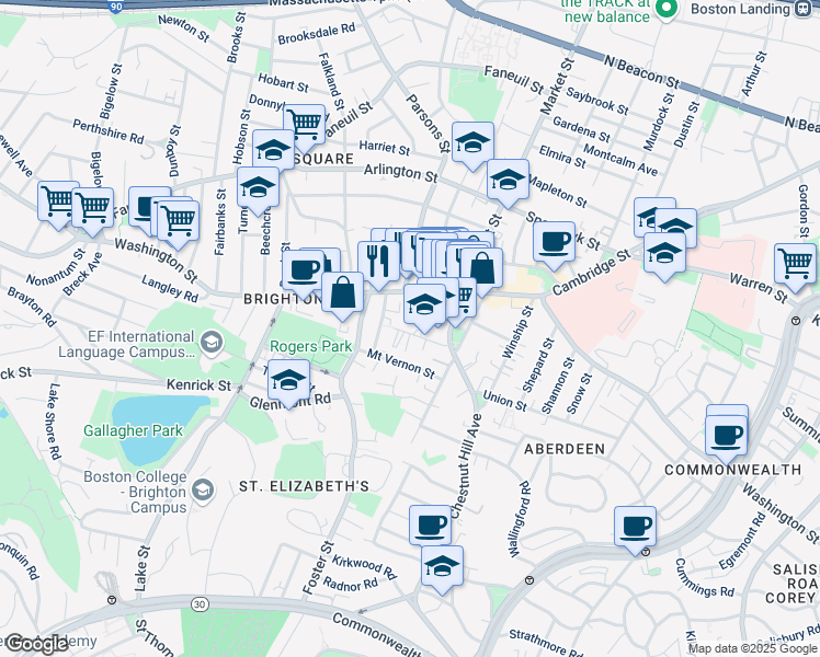map of restaurants, bars, coffee shops, grocery stores, and more near 37 Dighton Street in Boston