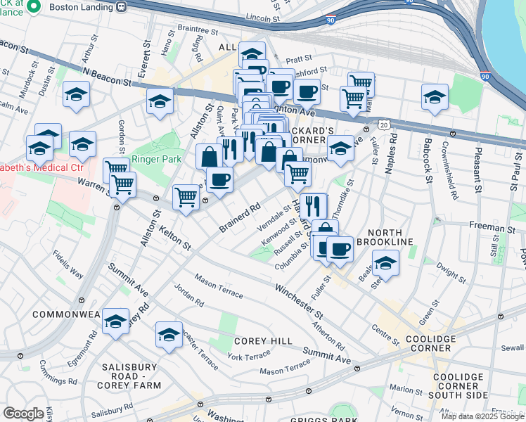 map of restaurants, bars, coffee shops, grocery stores, and more near in 