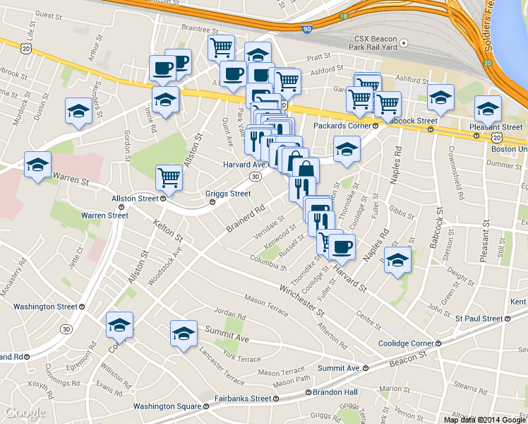 map of restaurants, bars, coffee shops, grocery stores, and more near in 