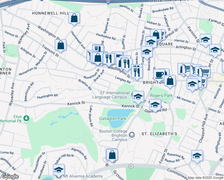 map of restaurants, bars, coffee shops, grocery stores, and more near 69 Bostonia Avenue in Boston