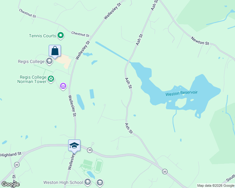 map of restaurants, bars, coffee shops, grocery stores, and more near 3 Idlewile Lane in Weston