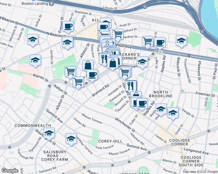 map of restaurants, bars, coffee shops, grocery stores, and more near in 
