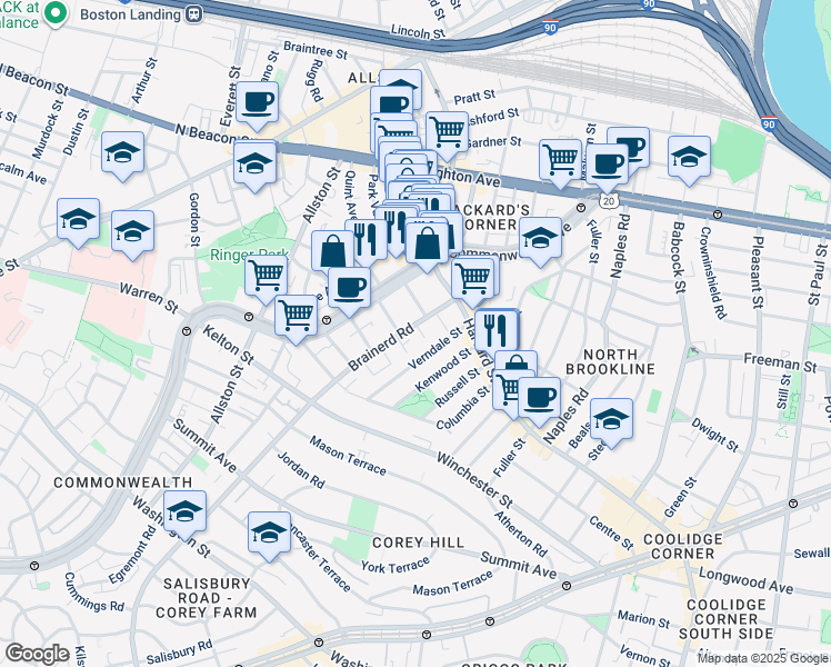 map of restaurants, bars, coffee shops, grocery stores, and more near in 