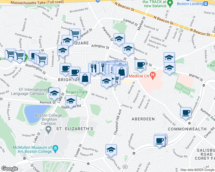 map of restaurants, bars, coffee shops, grocery stores, and more near 37 Dighton Street in Boston