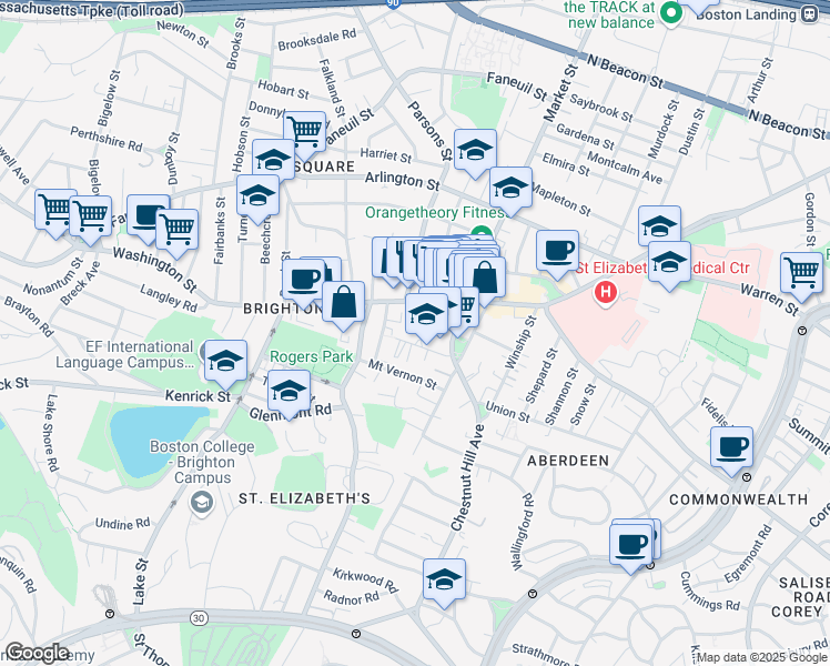 map of restaurants, bars, coffee shops, grocery stores, and more near 37 Dighton Street in Boston