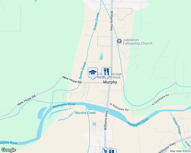 map of restaurants, bars, coffee shops, grocery stores, and more near 8551 New Hope Road in Grants Pass