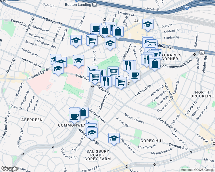 map of restaurants, bars, coffee shops, grocery stores, and more near in 