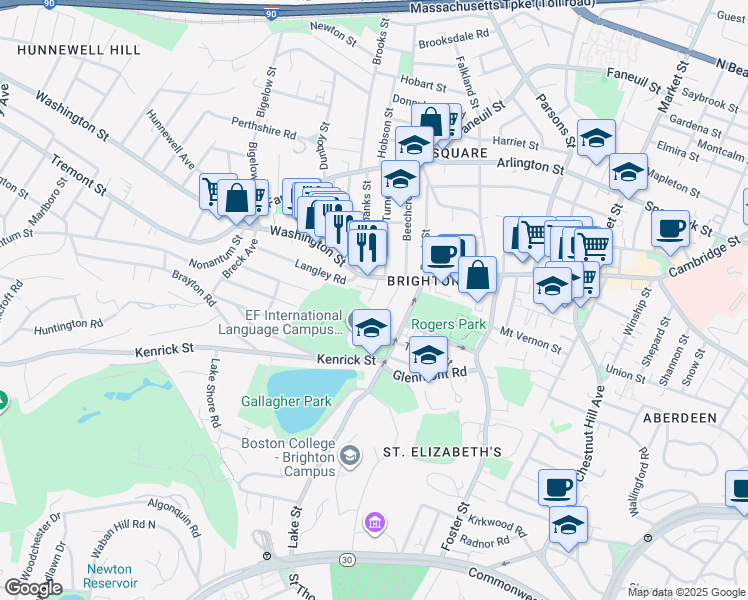 map of restaurants, bars, coffee shops, grocery stores, and more near 26-28 Greymere Road in Boston