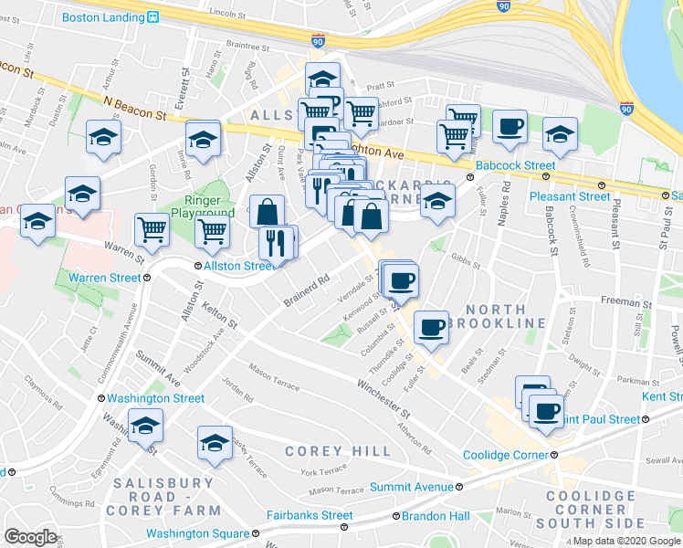 map of restaurants, bars, coffee shops, grocery stores, and more near in 