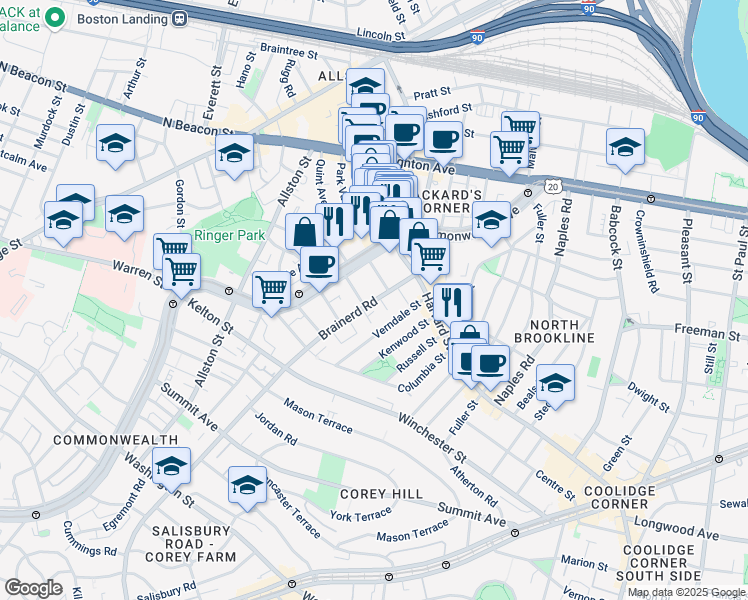 map of restaurants, bars, coffee shops, grocery stores, and more near in 