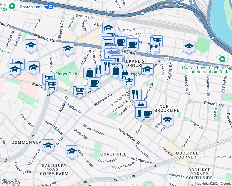 map of restaurants, bars, coffee shops, grocery stores, and more near in 