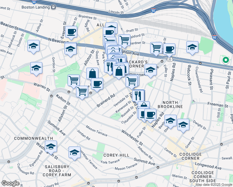 map of restaurants, bars, coffee shops, grocery stores, and more near in 