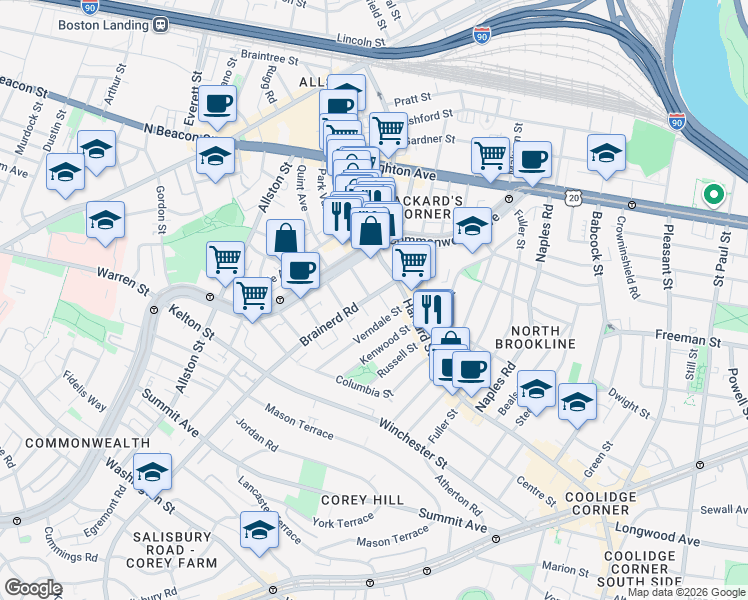 map of restaurants, bars, coffee shops, grocery stores, and more near in 