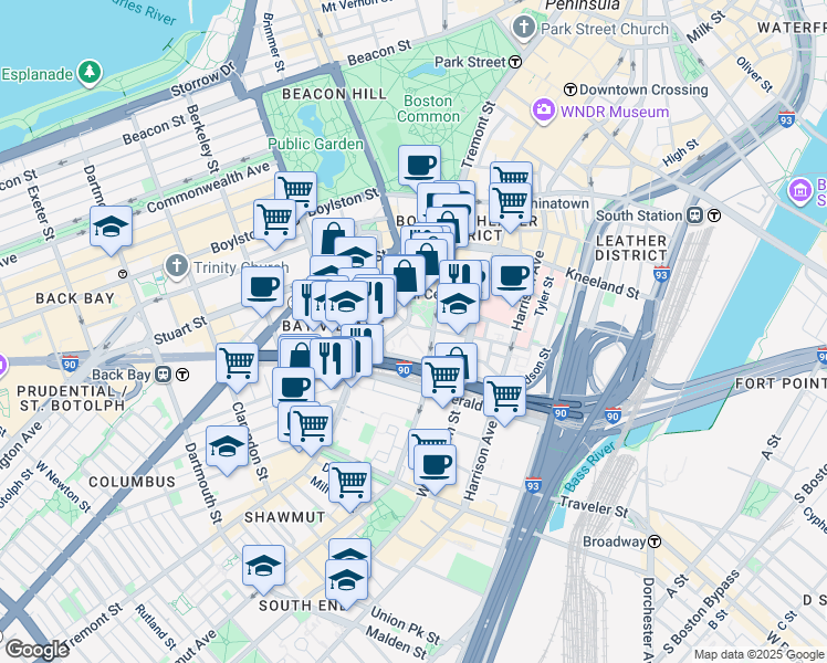 map of restaurants, bars, coffee shops, grocery stores, and more near 703 Marginal Road in Boston