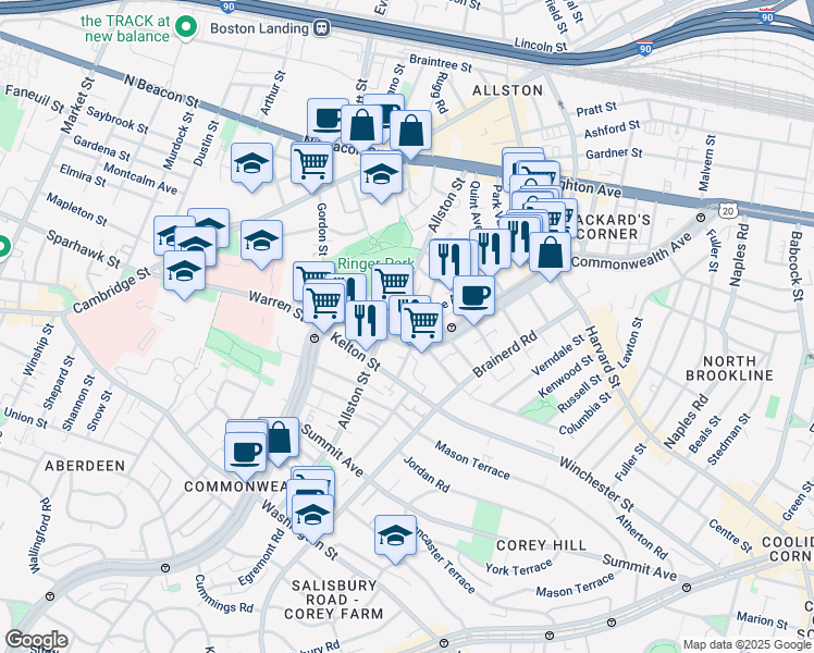 map of restaurants, bars, coffee shops, grocery stores, and more near in 
