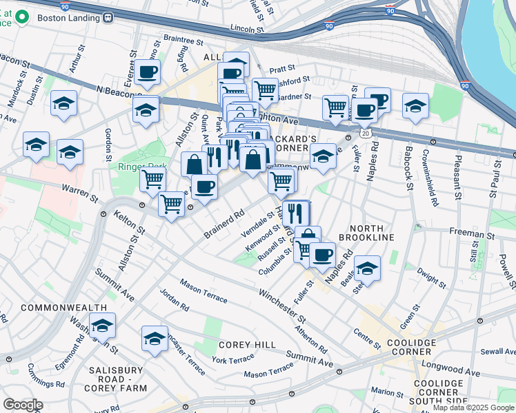 map of restaurants, bars, coffee shops, grocery stores, and more near in 