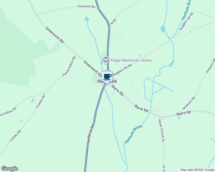 map of restaurants, bars, coffee shops, grocery stores, and more near 14 Barre Road in Hardwick