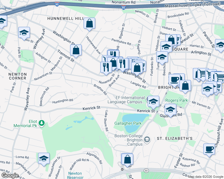 map of restaurants, bars, coffee shops, grocery stores, and more near 7 Bostonia Avenue in Boston