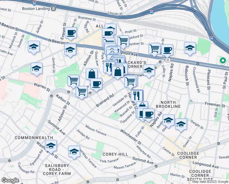 map of restaurants, bars, coffee shops, grocery stores, and more near in 