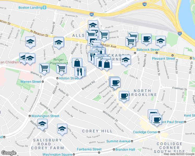 map of restaurants, bars, coffee shops, grocery stores, and more near in 