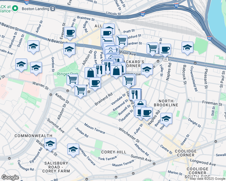 map of restaurants, bars, coffee shops, grocery stores, and more near in 