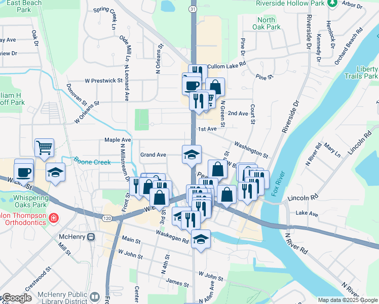 map of restaurants, bars, coffee shops, grocery stores, and more near in McHenry