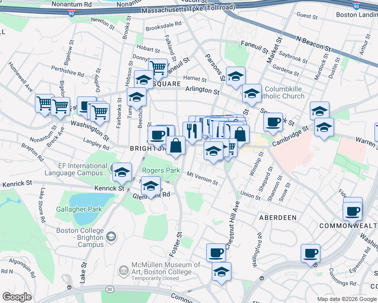 map of restaurants, bars, coffee shops, grocery stores, and more near 31R Eastburn Street in Boston