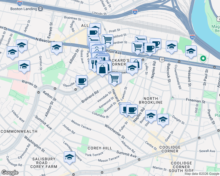 map of restaurants, bars, coffee shops, grocery stores, and more near in 