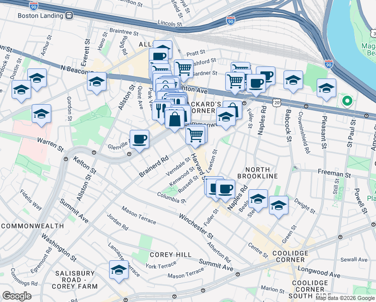 map of restaurants, bars, coffee shops, grocery stores, and more near in 