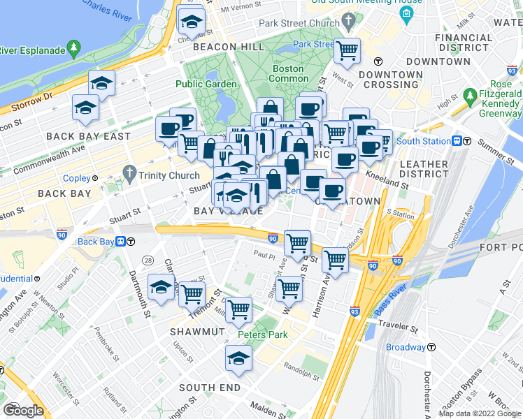 map of restaurants, bars, coffee shops, grocery stores, and more near in 