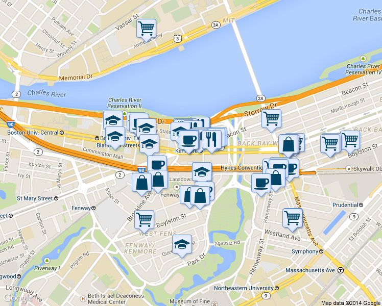 map of restaurants, bars, coffee shops, grocery stores, and more near 642-648 Beacon Street in Boston