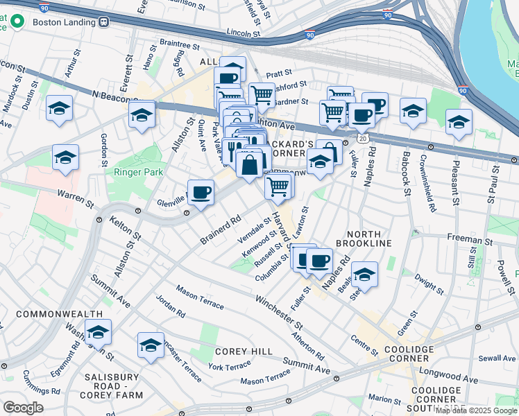 map of restaurants, bars, coffee shops, grocery stores, and more near in 