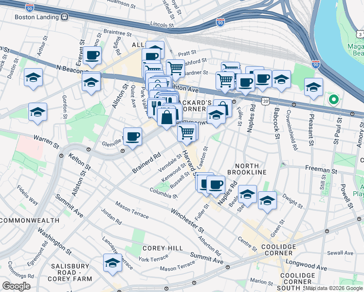 map of restaurants, bars, coffee shops, grocery stores, and more near in 