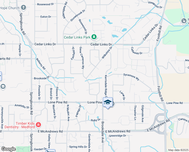 map of restaurants, bars, coffee shops, grocery stores, and more near 2686 Wilkshire Drive in Medford