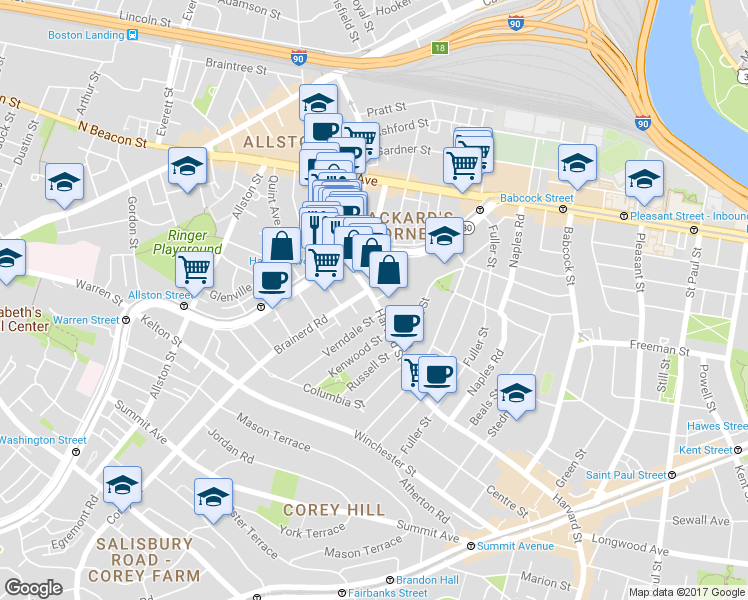 map of restaurants, bars, coffee shops, grocery stores, and more near in 