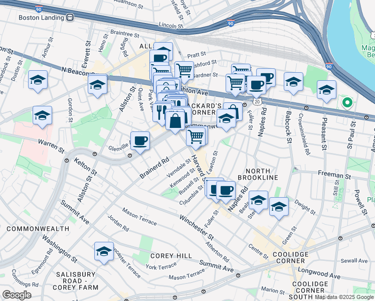 map of restaurants, bars, coffee shops, grocery stores, and more near in 