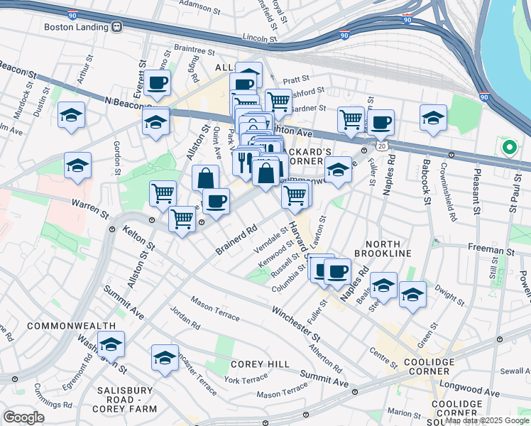 map of restaurants, bars, coffee shops, grocery stores, and more near 20 Royce Road in Boston