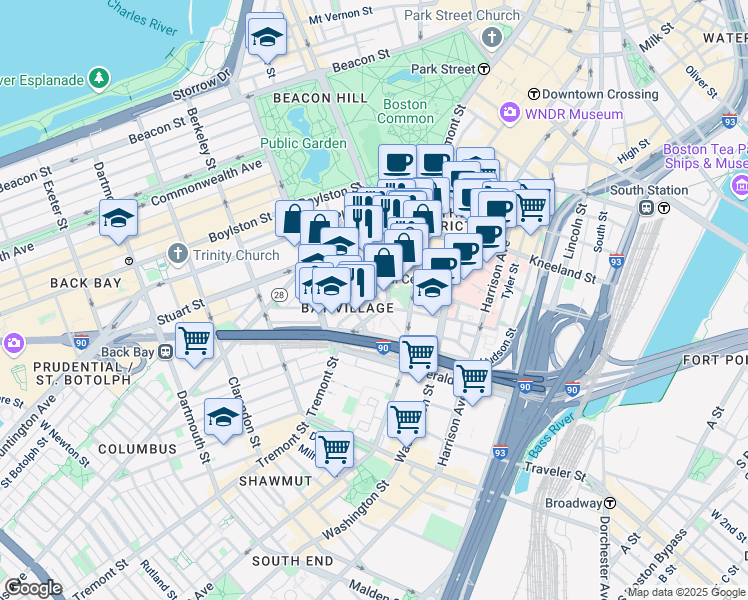 map of restaurants, bars, coffee shops, grocery stores, and more near in 
