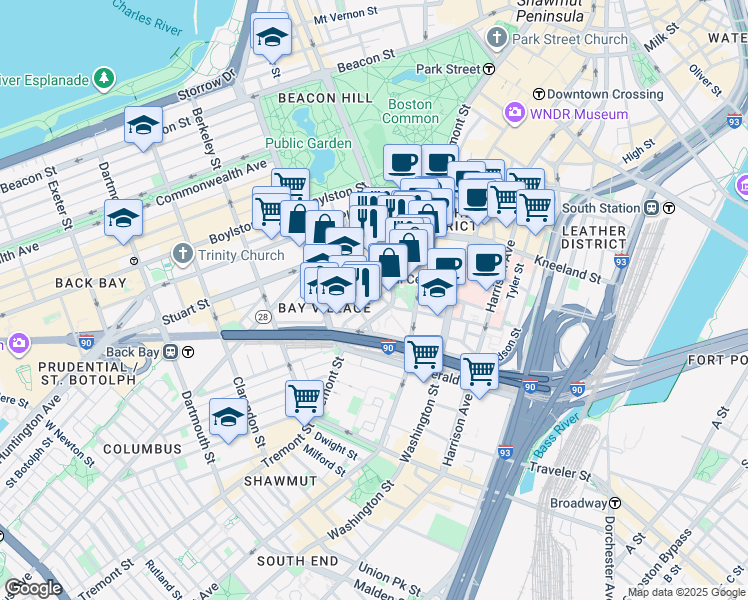 map of restaurants, bars, coffee shops, grocery stores, and more near in 